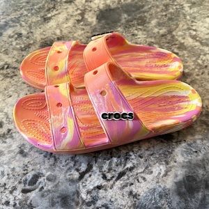 CROCS Classic Marble Sandals Tie Dye 2 Strap 207701-83F Waterproof Sz M6/W8